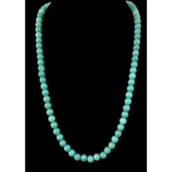30 Inch Strand of Green Jade Jadeite Beads 10mm Sterling Barrel Clasp 101 Gram - Picture 10 of 12